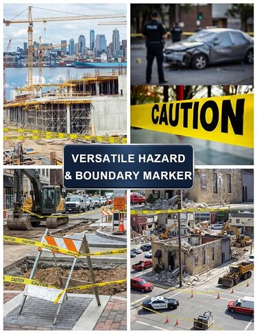 1 Roll Premium Yellow Caution Tape, 3 Inch x 656Ft | Waterproof Crime Scene Tape with Bold Black Text - Non-Adhesive for Hazardous Areas, Safety Construction and Halloween Decor in Kuwait