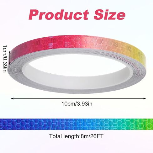 TIESOME Neon Reflective Tape 0.4In x 26 Feet, Safety Warning Glow in The Dark Tape High Viscosity Waterproof Durable Lasting Color Neon Tapes Outdoor DOT Auto Stickers (Colorful) in Kuwait