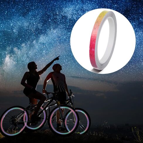 TIESOME Neon Reflective Tape 0.4In x 26 Feet, Safety Warning Glow in The Dark Tape High Viscosity Waterproof Durable Lasting Color Neon Tapes Outdoor DOT Auto Stickers (Colorful) in Kuwait