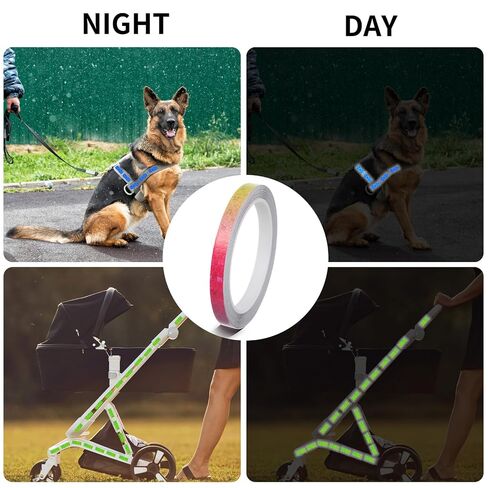 TIESOME Neon Reflective Tape 0.4In x 26 Feet, Safety Warning Glow in The Dark Tape High Viscosity Waterproof Durable Lasting Color Neon Tapes Outdoor DOT Auto Stickers (Colorful) in Kuwait
