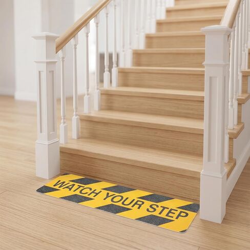 12 Pack Watch Your Step Sticker 6x24 Inch, Watch Your Step Sign Floor Decals, Anti-Slip PVC Stair Stickers, Waterproof Abrasive Tape for Wet Floor Caution, Indoor Outdoor Safety in Kuwait