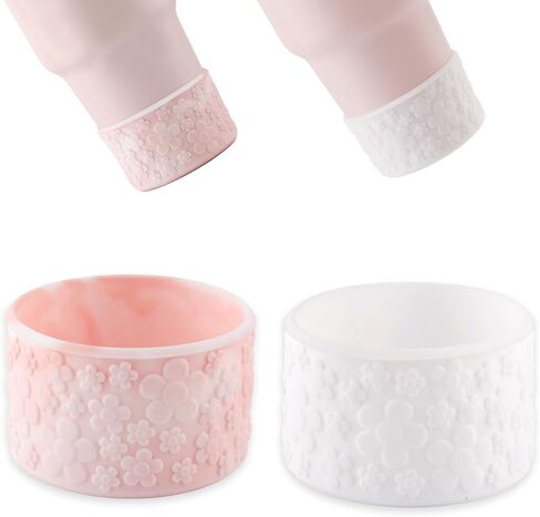 Flower Gradient Silicone Boot for Stanley Cup 12-40oz Fits 2.95 Inch Bottom Diameter, Non-Slip Water Bottle Boot Cup Bottom Protector for Tumbler Accessories (Pink & White) in Kuwait