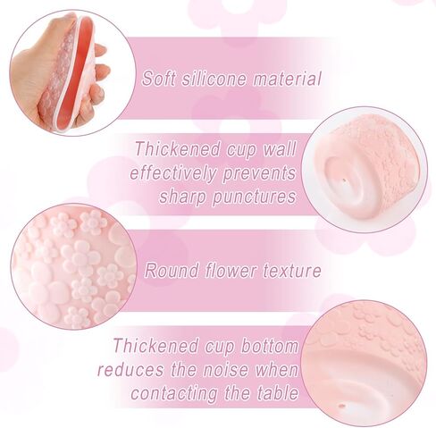 Flower Gradient Silicone Boot for Stanley Cup 12-40oz Fits 2.95 Inch Bottom Diameter, Non-Slip Water Bottle Boot Cup Bottom Protector for Tumbler Accessories (Pink & White) in Kuwait
