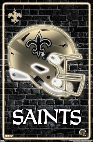 Trends International NFL New Orleans Saints - Neon Helmet 23 Wall Poster, 34L x 22.4W, Premium Unframed Version in Kuwait