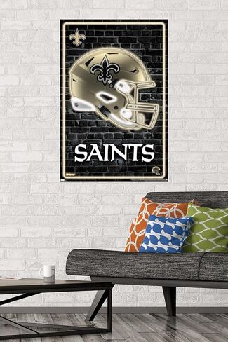 Trends International NFL New Orleans Saints - Neon Helmet 23 Wall Poster, 34L x 22.4W, Premium Unframed Version in Kuwait