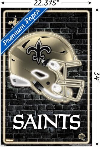 Trends International NFL New Orleans Saints - Neon Helmet 23 Wall Poster, 34L x 22.4W, Premium Unframed Version in Kuwait