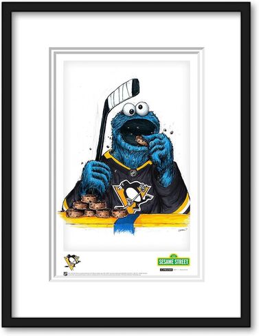 ملصق فني مطبوع من Pittsburgh Penguins Cookie Monster NHL Looney Tunes بواسطة S. Preston - ديكور جدار المنزل لغرفة المعيشة، 11 بوصة × 17 بوصة عمل فني غير مؤطر in Kuwait