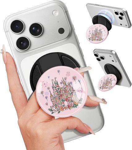 قبضة الهاتف المغناطيسية kidcube متوافقة مع Magsafe - قبضة الهاتف الخليوي حامل Ring Magnet Accstand Assorable for iPhone 16 Pro Max/16/15/14/13/12 Series Cute Kawaii Flowers Cat in Kuwait