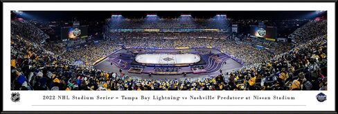 2022 NHL Stadium Series, Lightning vs Predators Panoramic Wall Art Decor | 40.25"x13.75" Framed Picture without Mat, Blakeway Panoramas in Kuwait