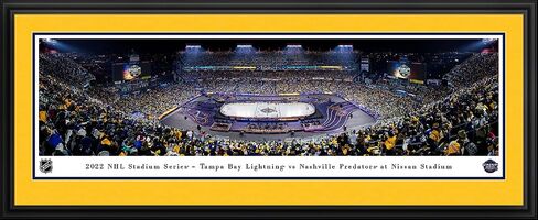 2022 NHL Stadium Series, Lightning vs Predators Panoramic Wall Art Decor | 40.25"x13.75" Framed Picture without Mat, Blakeway Panoramas in Kuwait