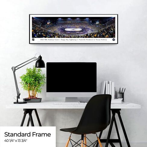 2022 NHL Stadium Series, Lightning vs Predators Panoramic Wall Art Decor | 40.25"x13.75" Framed Picture without Mat, Blakeway Panoramas in Kuwait