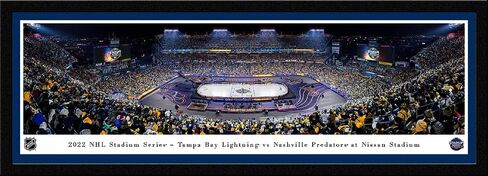 2022 NHL Stadium Series, Lightning vs Predators Panoramic Wall Art Decor | 40.25"x13.75" Framed Picture without Mat, Blakeway Panoramas in Kuwait