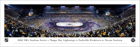 2022 NHL Stadium Series, Lightning vs Predators Panoramic Wall Art Decor | 40.25"x13.75" Framed Picture without Mat, Blakeway Panoramas in Kuwait
