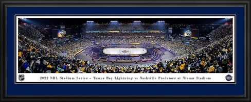 2022 NHL Stadium Series, Lightning vs Predators Panoramic Wall Art Decor | 40.25"x13.75" Framed Picture without Mat, Blakeway Panoramas in Kuwait