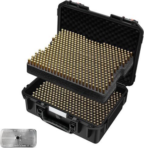 Round Rifle Ammo Storage Box – TSA Approved Waterproof Ammo Case for 5.56 NATO, .223 Rem, .300 Blackout, .222 Rem, .204 Ruger | with Silicone Desiccant | Heavy-Duty Ammo Can for Long-Term Storage in Saudi Arabia