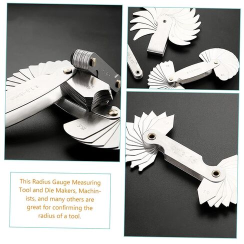 2pcs Radius Gauge Stainless Steel Radius Meters Metric Gap Measuring Tool Arc Measuring Tool for Machinists in Kuwait