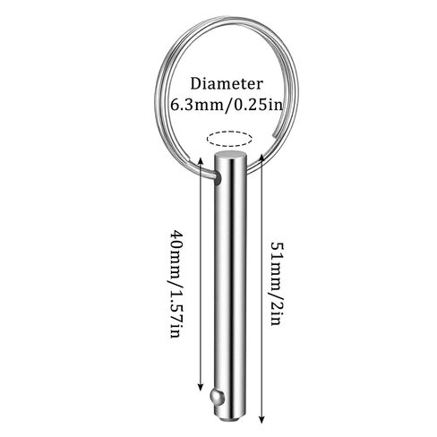 4 Pcs Quick Release Pin Stainless Steel Bimini Top Pins Diameter 1/4" (6.3mm) Usable Length 1-1/2" Overall Length 2" Marine Hardware in Kuwait