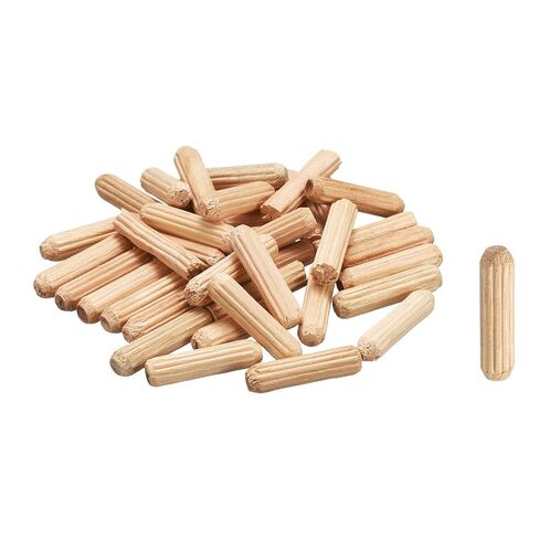MECCANIXITY Wooden Dowel Pins 3/16" x 13/16" (5mm x 20mm) Straight Dowel Rods Wood Fluted Dowels Rods for Crafts Furniture DIY Hardwood Count 100 in Kuwait