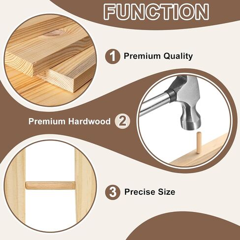 MECCANIXITY Wooden Dowel Pins 3/16" x 13/16" (5mm x 20mm) Straight Dowel Rods Wood Fluted Dowels Rods for Crafts Furniture DIY Hardwood Count 100 in Kuwait