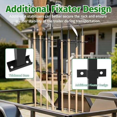 Utility Trailer Tool Rack,Trailer Racks for Lawn Equipment with 8 Tool Holes,Handle Tool Shovel Holder Rack for Truck,Heavy-Duty Landscape Accessories in Kuwait