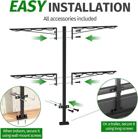 Utility Trailer Tool Rack,Trailer Racks for Lawn Equipment with 8 Tool Holes,Handle Tool Shovel Holder Rack for Truck,Heavy-Duty Landscape Accessories in Kuwait