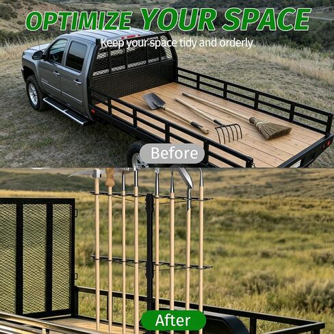 Utility Trailer Tool Rack,Trailer Racks for Lawn Equipment with 8 Tool Holes,Handle Tool Shovel Holder Rack for Truck,Heavy-Duty Landscape Accessories in Kuwait