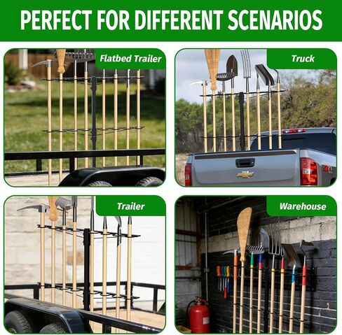 Utility Trailer Tool Rack,Trailer Racks for Lawn Equipment with 8 Tool Holes,Handle Tool Shovel Holder Rack for Truck,Heavy-Duty Landscape Accessories in Kuwait