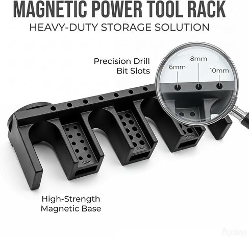 Magnetic Power Tool Organizer with Drill Bit Storage – Heavy Duty Wall Mount Tool Rack, Screwdriver Holder, Removable Utility Shelf for Garage & Workshop in Kuwait