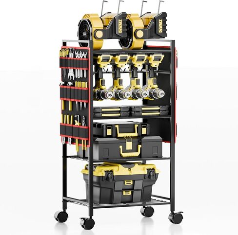 5 - Tier Power Tool Organizer Cart - 300 lbs Heavy Duty Utility Rack Shelf, Rolling Drill Holder & Tool Storage Cart on Wheels for Garage, Workshop, Ideal Gift for Men (no Power) in Saudi Arabia