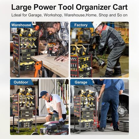 5 - Tier Power Tool Organizer Cart - 300 lbs Heavy Duty Utility Rack Shelf, Rolling Drill Holder & Tool Storage Cart on Wheels for Garage, Workshop, Ideal Gift for Men (no Power) in Saudi Arabia