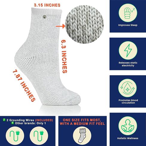 ZenEarth Grounding Socks Kit (Unisex, Medium) — Conductive Earthing Socks with 2 Grounding Cords Included. in Kuwait