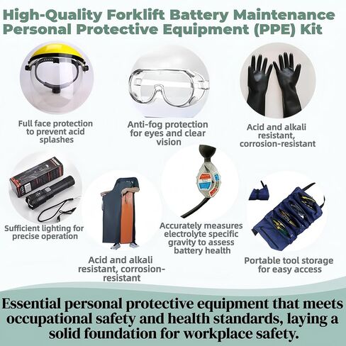8 in 1 Complete Forklift Battery Protective Handling PPE Kit Fit for Forklift Battery Maintenance in Kuwait