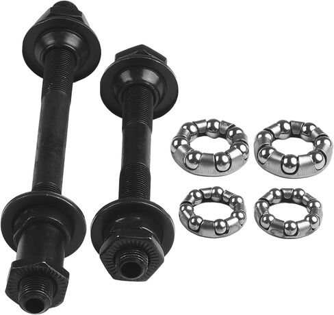Steel Bicycle Front and Rear Axle Set 108mm 145mm Bike Hub Spindles with 3/16 Inch and 1/4 Inch Bearing Balls Black in Kuwait