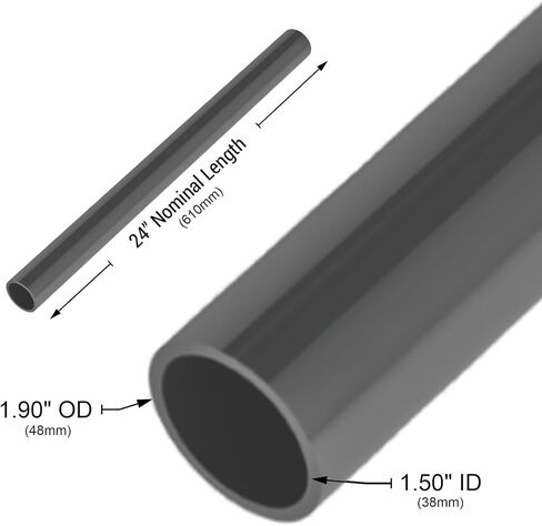 1-1/2 بوصة جدول 40 أنبوب PVC من فئة الأثاث، طول 24 بوصة، فحمي (3 عبوات) in Kuwait