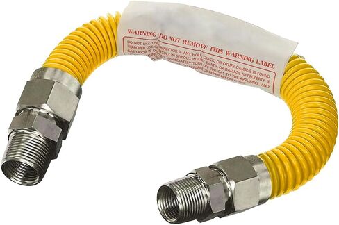 HIGHCRAFT 18 Inch Gas Connector with Fittings, Yellow Coated Gas Connector, 1/2" OD, 1/2" MIP x 1/2" MIP Connection in Kuwait