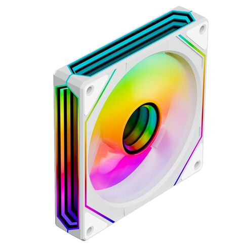 مروحة حالة الكمبيوتر Prism6 PRO ARGB، مروحة تبريد بتصميم تأثير الضوء مرآة لا نهائية، مروحة وحدة المعالجة المركزية 120 مم PWM 1600RPM 2MMH20 HDB لمشجعي الكمبيوتر (أبيض للأمام) in Kuwait