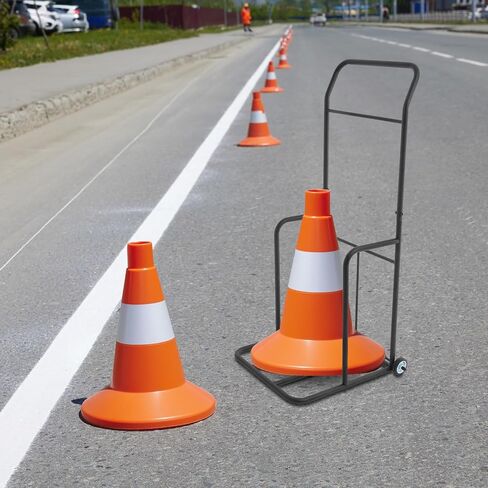 Traffic Cone Storage Cart, 350 lbs Heavy Duty Traffic Cones Holder with Wheels, Transport Dolly for Safety Cones for Construction Sites, Parking Lots, Schools, Training Facilities (Black) in Saudi Arabia
