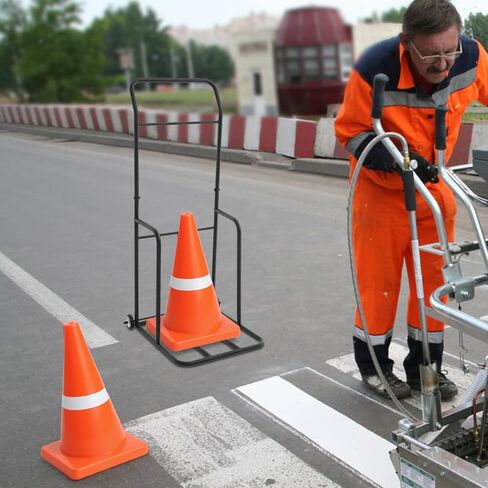 Traffic Cone Storage Cart, 350 lbs Heavy Duty Traffic Cones Holder with Wheels, Transport Dolly for Safety Cones for Construction Sites, Parking Lots, Schools, Training Facilities (Black) in Saudi Arabia