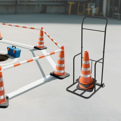 Traffic Cone Storage Cart, 350 lbs Heavy Duty Traffic Cones Holder with Wheels, Transport Dolly for Safety Cones for Construction Sites, Parking Lots, Schools, Training Facilities (Black) in Saudi Arabia