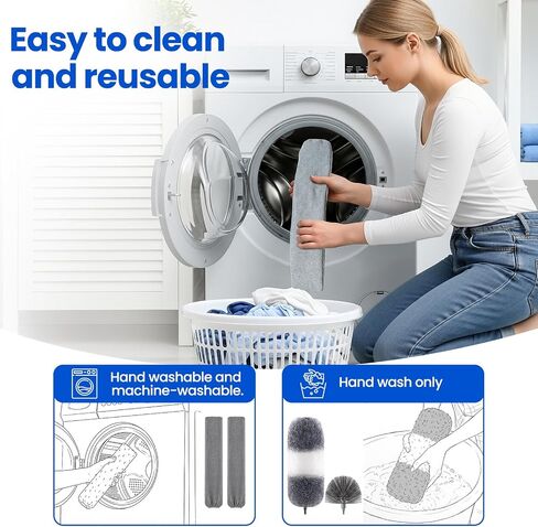 Extra-Long Dusters Kits with Extension Pole, Cobweb Duster, Microfiber Dusting Clothes for Gap, 5 in 1 Cleaning Tools with Extendable Long Handle, Blinds, High Ceilings and Fans, Cars and Furniture in Kuwait