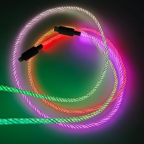 USB Type C Cable, 3.3ft LED RGB Light Gradual USB A to Type C Charger Cord 66W Fast Charging USB C Cable for Galaxy S21 S20 Plus S10E S9 S8 A51 A11 Note 10 9 8 USB C Charger (RGB) in Saudi Arabia