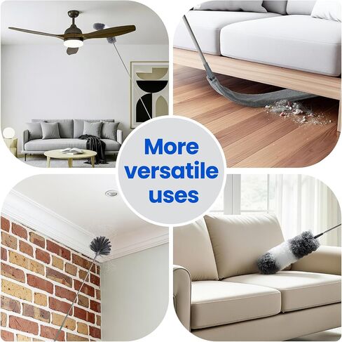 Extra-Long Dusters Kits with Extension Pole, Cobweb Duster, Microfiber Dusting Clothes for Gap, 5 in 1 Cleaning Tools with Extendable Long Handle, Blinds, High Ceilings and Fans, Cars and Furniture in Kuwait