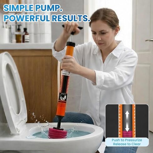 High Pressure Air Toilet Plunger, Heavy Duty Unclogger for Bathroom, Powerful Clog Remover Tool Alternative to Drain Snake (1PC) in Kuwait