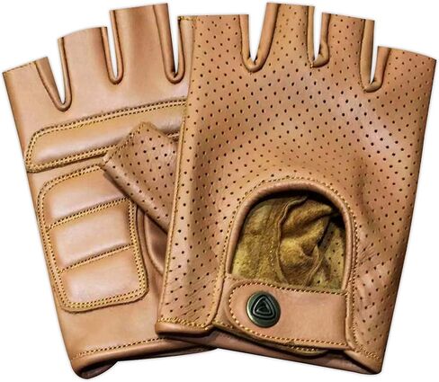 قفازات Prime Sports للرجال بدون أصابع كلاسيكية أصلية ناعمة غير مبطنة من الجلد مبطنة بالم للقيادة وركوب الدراجات وركوب الدراجات D-319 in Kuwait