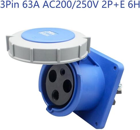 IEC 60309 Waterproof Industrial Connector Socket 3Pin 63A 200V-250V 2P+E 6H IP67 Female Power Connecting Surface Mounted for Aviation and Industry in Saudi Arabia