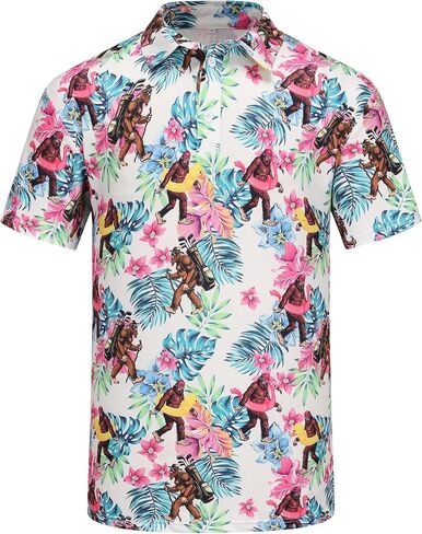 Mens Funny Golf Polo Shirts Short Sleeve Moisture Wicking Dry Fit Crazy Golf Polos for Men in Kuwait