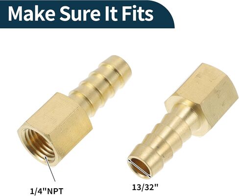 تركيبات خرطوم نحاسي 13/32 "OD 1/4" NPT أنثى موصل الموضوع للهواء الماء زيت الغاز الوقود 2 قطعة لهجة ذهبية in Kuwait