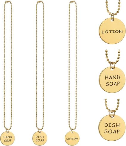 3 Pcs Lotion Soap Dispenser Chain Labels Tags Soap Dispenser Labels Soaps Lotion Dispensers Tags Hand Soaps Label Hanging Tag with Chain for Kitchen Bathroom Mason Jar Decoration in Kuwait