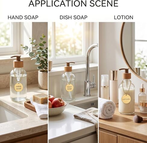 3 Pcs Lotion Soap Dispenser Chain Labels Tags Soap Dispenser Labels Soaps Lotion Dispensers Tags Hand Soaps Label Hanging Tag with Chain for Kitchen Bathroom Mason Jar Decoration in Kuwait
