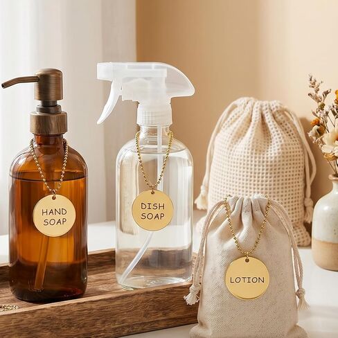 3 Pcs Lotion Soap Dispenser Chain Labels Tags Soap Dispenser Labels Soaps Lotion Dispensers Tags Hand Soaps Label Hanging Tag with Chain for Kitchen Bathroom Mason Jar Decoration in Kuwait